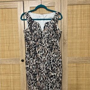 London Times Sleeveless Animal-Print Midi Dress - Brown/Black/White